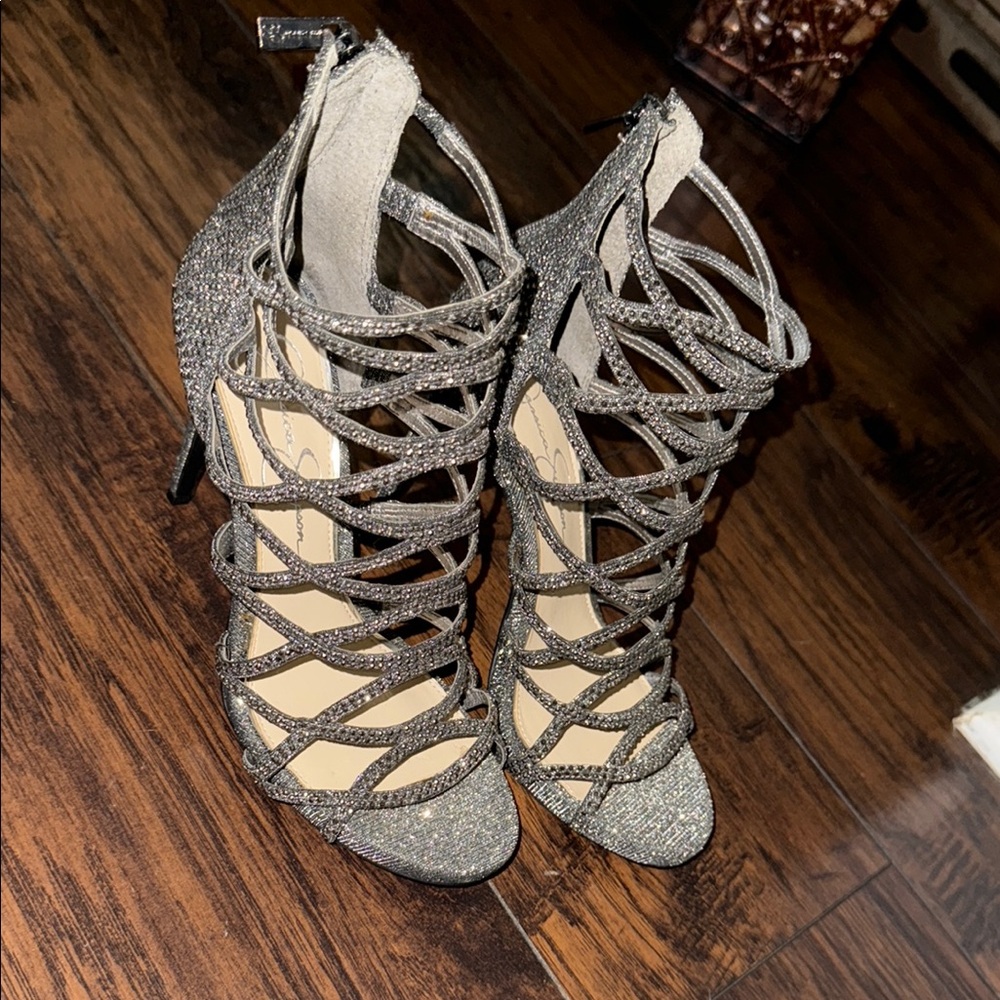 Elegant Silver Strappy Heels